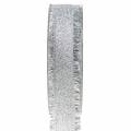 Floristik24 Decorative ribbon silver with fringes 25mm 15m