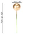 Artificial golden berry balls on wire for festive arrangements, 2cm, 48 pieces | Floristik24.ie