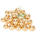 Artificial golden berry balls on wire for festive arrangements, 2cm, 48 pieces | Floristik24.ie