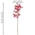 Artificial holly branch with red berries, decorative branch for vases, 47cm, 3 pieces | Floristik24.ie
