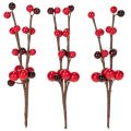 Artificial branch with red berries, 15cm, 6 pieces | Floristik24.ie