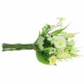 Spring bouquet with bellis and hyacinth artificial white, yellow 25cm