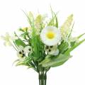 Spring bouquet with bellis and hyacinth artificial white, yellow 25cm
