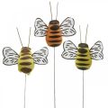 Floristik24 Bee on wire, flower plugs, deco bees, spring orange, yellow W4.5cm 24pcs