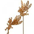 Floristik24 Flower plug bee, rust decoration, decorative plug patina L31/32cm 6pcs