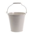 Floristik24 Tin bucket with groove pattern Ø18cm H17.5cm