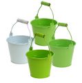 Floristik24 Tin bucket mix green Ø10cm H8cm 10p