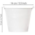 White tin buckets Ø14cm H12cm 6 pcs | Floristik24.ie