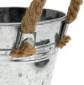 Floristik24 Tin bucket with rope handles glossy Ø12cm