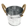 Floristik24 Tin bucket with rope handles glossy Ø12cm