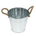Floristik24 Tin bucket with rope handles shiny Ø22cm