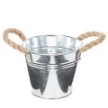 Floristik24 Glossy metal bucket with rope handles, Ø12cm