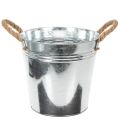 Floristik24 Glossy metal bucket with rope handles, Ø22cm