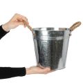 Glossy metal bucket with rope handles, Ø22cm | Floristik24.ie
