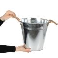 Glossy metal bucket with rope handles, Ø25cm | Floristik24.ie