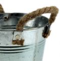 Floristik24 Tin bucket with rope handles shiny Ø20cm