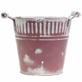 Floristik24 Tin bucket lilac white washed Ø16cm H15cm 1p