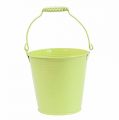 Floristik24 Bucket with grooved pattern pastel green Ø14.5cm H14.5cm
