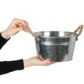 Glossy metal bowl with rope handles, Ø22cm | Floristik24.ie