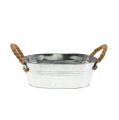 Floristik24 Tin bowl with rope handles silver 22cm H10cm