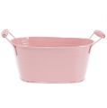 Floristik24 Sheet metal bowl oval pastel pink 20cm x 12cm x 9cm