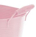 Floristik24 Sheet metal bowl oval pastel pink 20cm x 12cm x 9cm