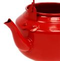 Floristik24 Tin tea pot red Ø12cm H9cm
