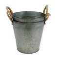 Floristik24 Tin bucket antique with rope handles Ø22cm H20cm 2pcs