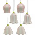 Floristik24 Flower bell to hang pink, cream spring decoration ceramic H6cm 6pcs