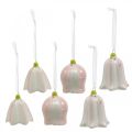 Floristik24 Flower bell to hang pink, cream spring decoration ceramic H6cm 6pcs