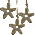 Floristik24 Wooden flower with pattern, spring, wooden pendant nature, white H10cm 6pcs