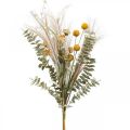 Artificial flowers Craspedia feather grass eucalyptus 55cm bunch