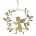 Floristik24 Angel wreath, Christmas decoration, angel to hang, metal pendant Golden H14cm W15.5