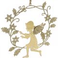 Floristik24 Angel wreath, Christmas decoration, angel to hang, metal pendant Golden H14cm W15.5