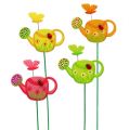 Floristik24 Flower plug watering can colorful garden plug spring decoration 16 pieces