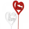 Floristik24 Flower plug heart red wooden decorative plug Love 7cm 12pcs