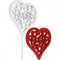 Floristik24 Flower plug heart red, white decorative plug Valentine&#39;s Day 7cm 12pcs