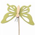Floristik24 Flower plug butterfly deco wood colored 8.5cm 12pcs