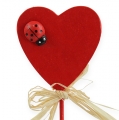Floristik24 Wooden heart on a stick red 4.5cm 24pcs