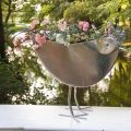 Floristik24 Flower Pot Chicken Metal Bird Metallic Rosé 51×16×37cm