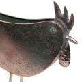 Flower Pot Chicken Metal Bird Metallic Rosé 51×16×37cm