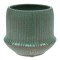 Floristik24 Flower pot ceramic planter with grooves light green Ø14.5cm H12.5cm