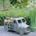 Floristik24 Flower pot truck zinc gray, green 42 × 17.5 × 19.5cm