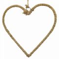 Boho style, heart metal ring decorative ring jute ribbon B23cm 4pcs