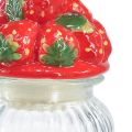 Floristik24 Bonboniere glass ceramic lid strawberry Ø10.5cm H26cm