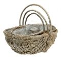 Floristik24 Hanger basket oval gray-white 1-set