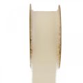 Floristik24 Chiffon ribbon cream fabric ribbon with fringes 40mm 15m