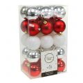 Floristik24 Christmas ball mix white, red, silver Ø5.5cm 30pcs