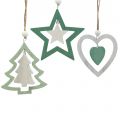 Floristik24 Christmas tree decorations mix green, white 10cm 9pcs