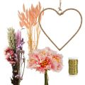 Floristik24 DIY Box Heart Decoration Loop with Peonies and Dried Flowers Pink 33cm